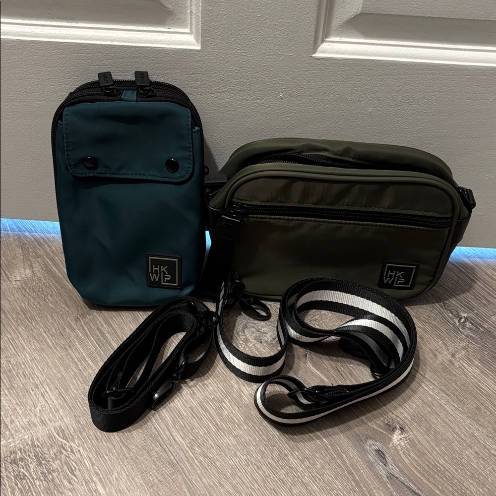 Ihkwip crossbody bags in army green and teal, excellent condition